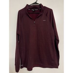 Skora Men's 1/4 Zip Pullover Red Maroon Lightweight Qwick Dry Sweater Run - L